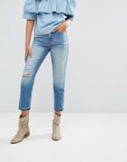 Abercrombie & Fitch Cropped Girlfriend Jeans - Blue