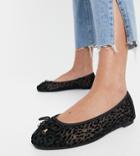 Simply Be Extra Wide Fit Ballerina With Mesh Detail In Leopard Print-black