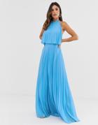 Asos Design Halter Tie Neck Maxi Dress In Pleat-multi