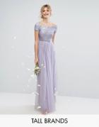 Maya Tall Bardot Maxi Dress With Delicate Sequin And Tulle Skirt - Purple