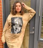 Collusion Plus Exclusive Tie Dye Hoodie Dress With Face Print-brown