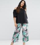 River Island Plus Floral Print Wide Leg Cropped Pants - Multi