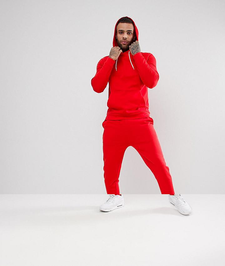 Asos Tracksuit Hoodie/skinny Joggers In Red - Red
