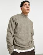 Weekday Atwood Mockneck Sweater In Beige Melange-black
