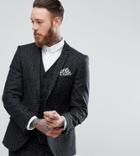Heart & Dagger Skinny Suit Jacket In Herringbone Fleck Tweed - Gray
