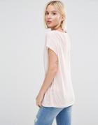 Selected Niva T-shirt With Sheer V Back - Peach Whip