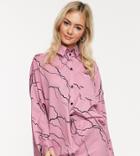 Another Reason Relaxed Boyfriend Shirt In Lightening Print Two-piece-pink