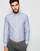Asos Smart Shirt With Oxford Stripe In Regular Fit - Blue