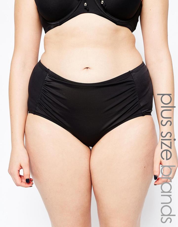 Marie Meili Curves Malibu Shaping Mid Waist Bikini Bottom - Black