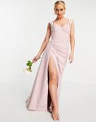 Jarlo Draped Maxi Dress With Bust Cup Detail In Blush-pink