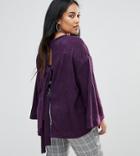 Unique 21 Hero Knit Sweater With Tie Up Back Detail - Purple