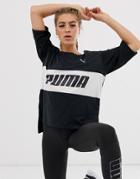 Puma Longline Logo T-shirt In Black - Black