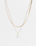 Designb Multirow Necklace With Open Circle In Gold Tone