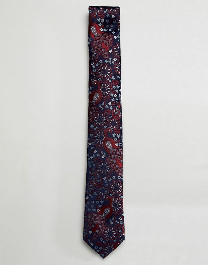 Ben Sherman Silk Peacock Tie - Navy