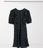 New Look Tall Ruffle Detail Mini Dress In Black Polkadot