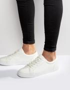 Asos Design Vegan Lace Up Sneakers In White - White