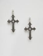Asos Cross Drop Earrings - Silver