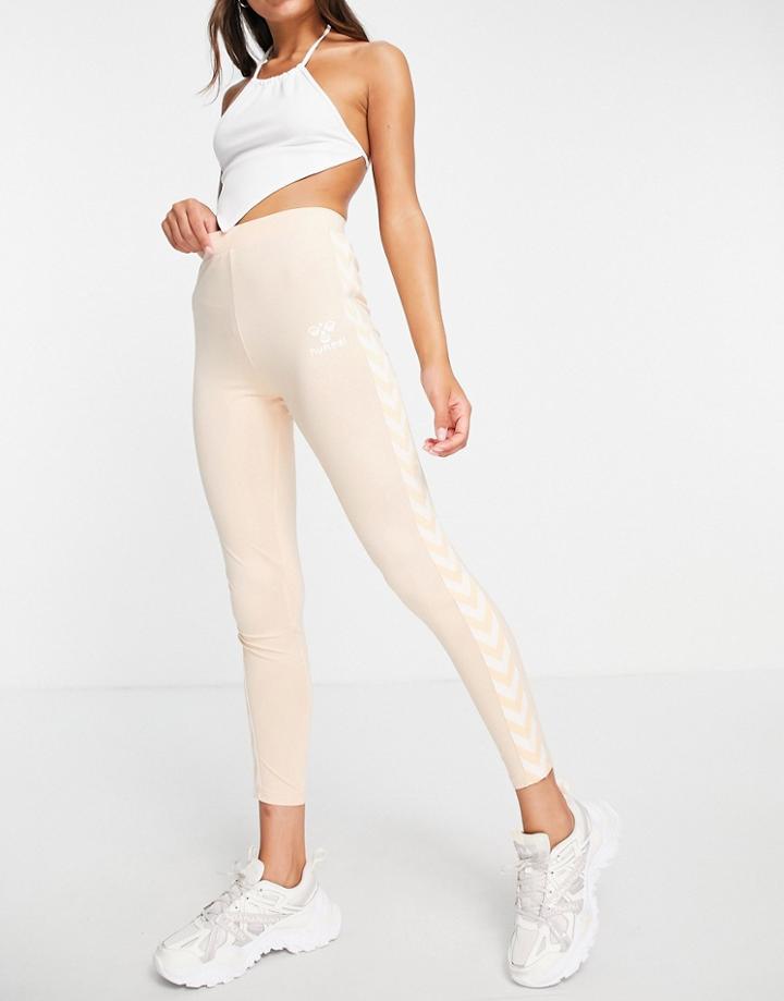 Hummel Classic Taped High Waisted Sports Leggings In Pink