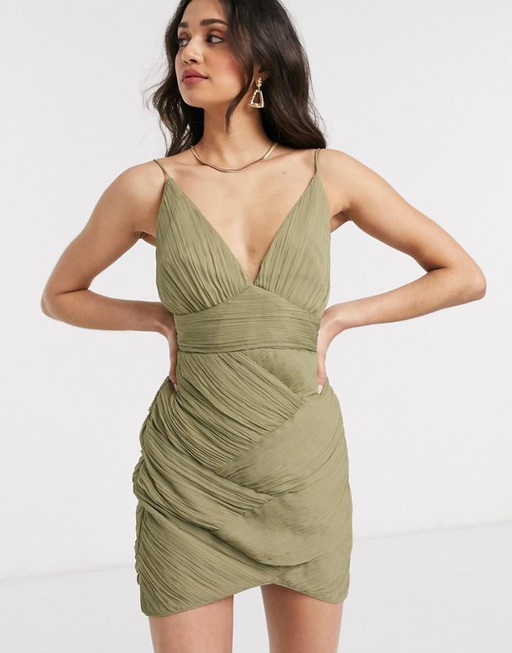 Asos Design Cami Mini Dress Ruched Paneled Skirt-multi