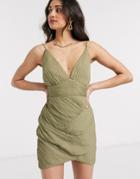 Asos Design Cami Mini Dress Ruched Paneled Skirt-multi