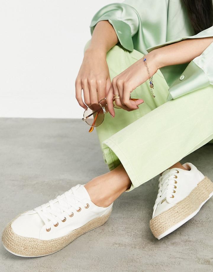 Glamorous Espadrille Sneakers In White Canvas