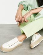 Glamorous Espadrille Sneakers In White Canvas