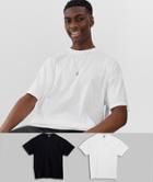Asos Design Tall 2 Pack Oversized Fit T-shirt With Crew Neck Save-multi