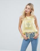 Brave Soul Cactus Tank With Tassle Trim - Yellow