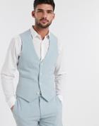 Asos Design Wedding Super Skinny Suit Suit Vest In Pastel Blue-blues