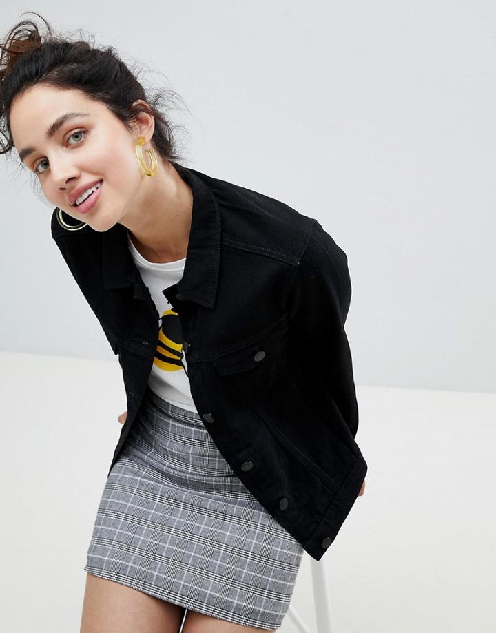 Monki Oversized Denim Jacket - Black