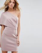 Asos One Shoulder Scuba Deep Fold Mini Dress With Exposed Zip - Pink