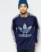 Adidas Originals Sweatshirt With Shoebox Trefoil Aj6970 - Blue