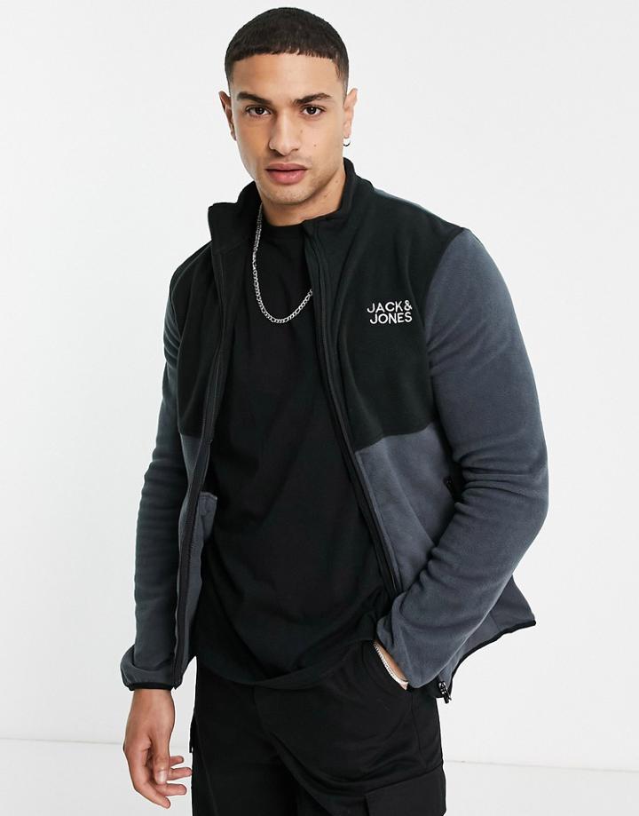 Jack & Jones Originals Fleece Jacket With Contrast Blocking In Blue-blues