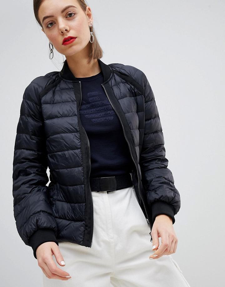 Emporio Armani Raglan Quilted Padded Down Jacket - Black