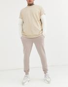 Asos Design Super Skinny Sweatpants In Beige Marl