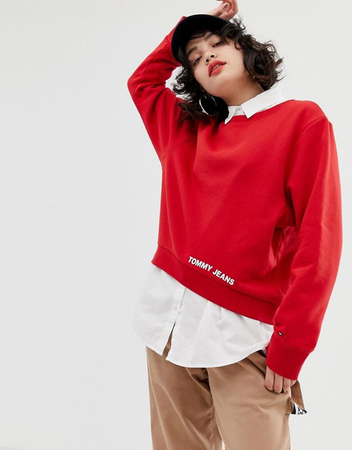 Tommy Jeans Clean Logo Sweatshirt - Red