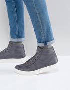 Asos High Top Sneakers In Gray Nylon - Gray
