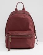 Pieces Nylon Minimal Structured Backpack In Fig - Purple