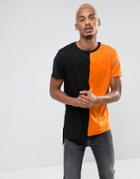 New Look Block T-shirt In Black And Orange - Orange