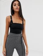 Prettylittlething Ring Detail Body In Black - Black