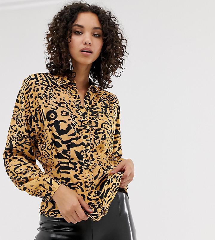 River Island Shirt In Abstract Leopard Print - Multi