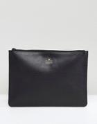 Asos Leather Clutch Bag With Foil Logo Emboss - Black