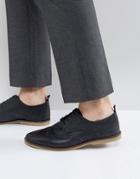 Asos Casual Brogue Shoes In Navy Leather With Gum Sole - Navy