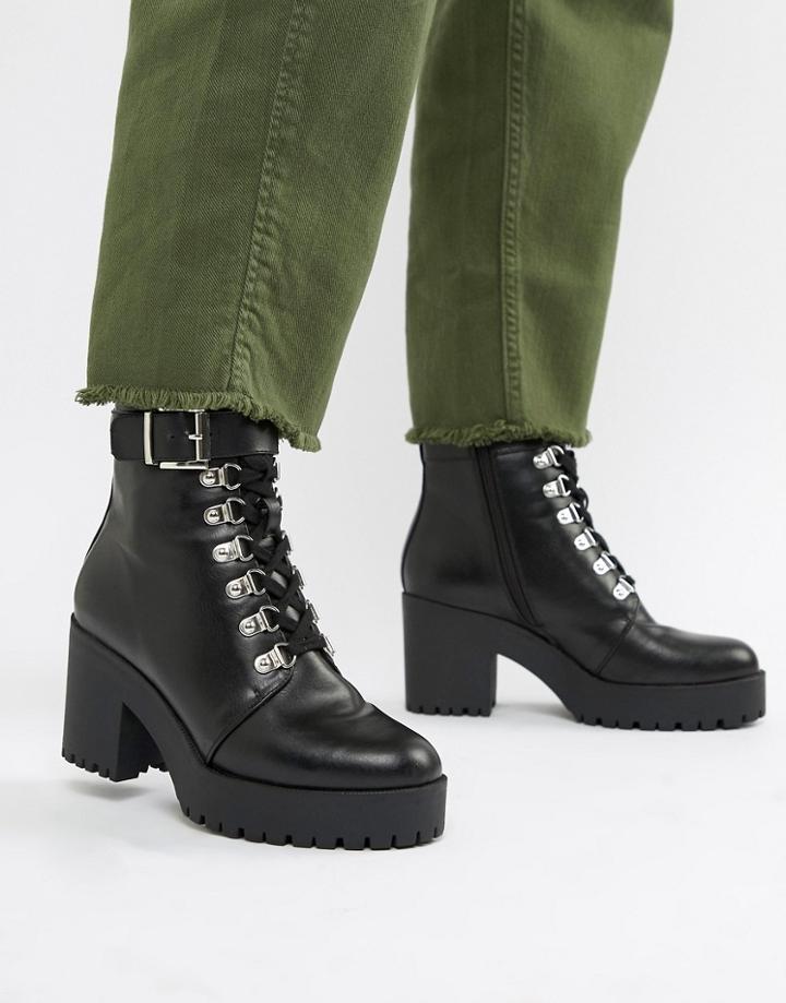 Asos Design Ethan Chunky Hiker Lace Up Boots - Black