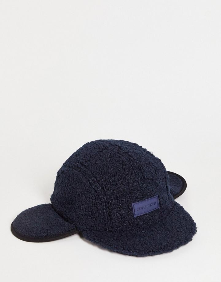 Consigned Sherpa Ear Cap In Navy