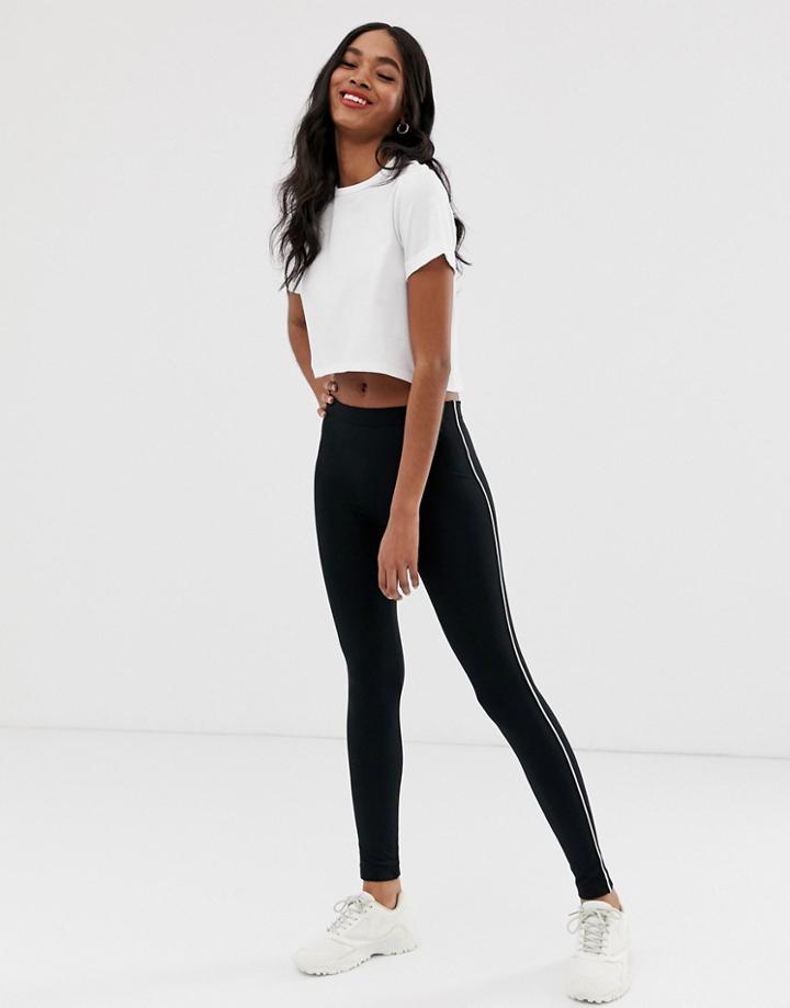 Qed London Basic Leggings With Black And White Piping