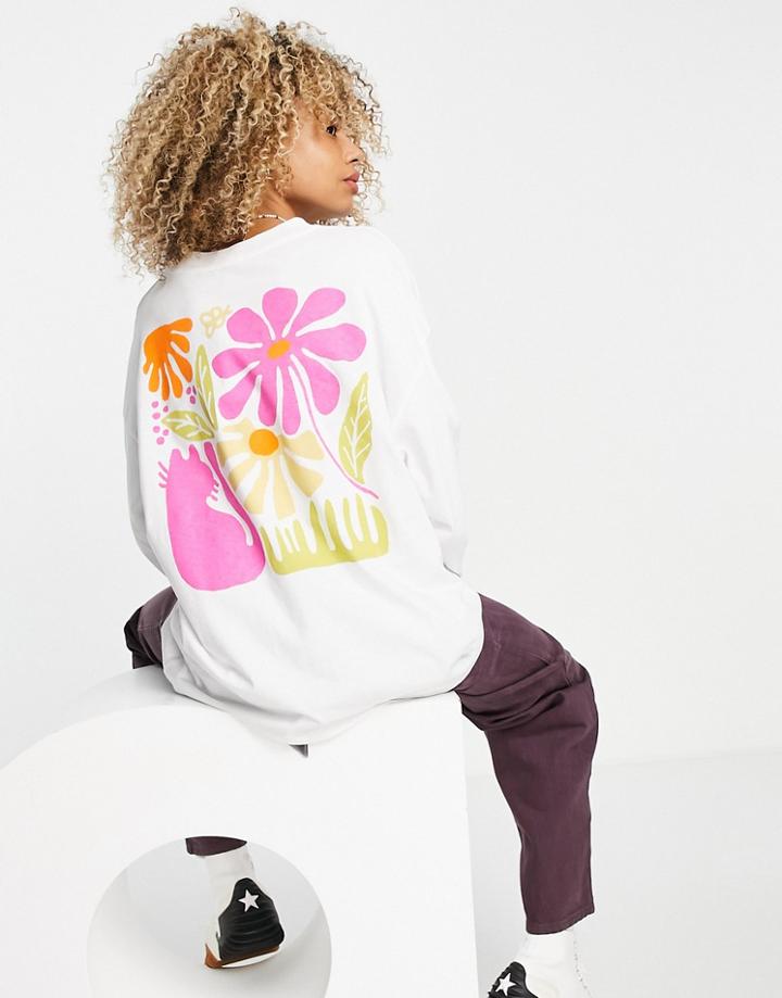 Topshop Self Love Motif Long Sleeve Tee In White