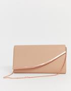 Asos Design Curved Bar Clutch Bag With Detachable Chain Strap-pink