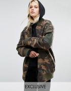 Story Of Lola Ma1 Bomber Jacket In Brushed Wool Mix Camo - Multi