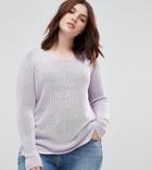 Brave Soul Plus Joy V Neck Sweater - Purple